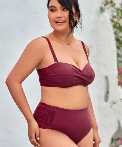CUPSHE Keep It Cool Molded Bandeau Tummy Control Plus Size Bikini