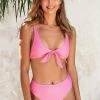 CUPSHE Hunter Knot Front Ruched Back Pink Bikini Swimwear BOGO 40% OFF