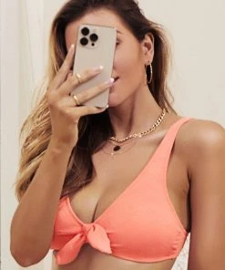 CUPSHE Summer Dreaming Jacquard Faux Bunny Tie Bralette Bikini Top