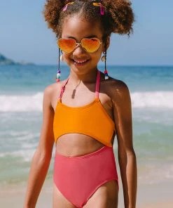 CUPSHE Santorini Solid Girls’ Cutout One Piece Swimsuit One Pieces