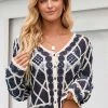 CUPSHE Cover Ups Rosalee V-neck Crochet Long Sleeve Top