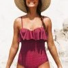 CUPSHE One Pieces Abby Red Polka Dot Ruffle One Piece Swimsuit