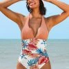 CUPSHE Bexley Tropical Halter One Piece Swimsuit One Pieces