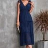 CUPSHE Dresses Leanna Plunge Wide Straps Elastic Waist A-Shape Dress
