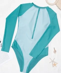 CUPSHE One Pieces Kaley Front Zip Long Sleeve One Piece Swimsuit