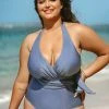 CUPSHE Lesly V-neck Halter Belt Plus Size One Piece Swimsuit