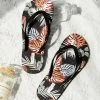 CUPSHE Leopard Black Tropical Print Flip Flops