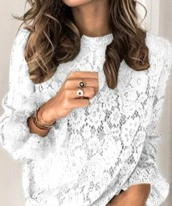 CUPSHE Astrid Turtle Neck Ruffle Lace Trims Top