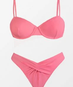 CUPSHE Beach Party Underwire Pink Bandeau And Cheeky Hipster Bikini Set