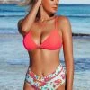 CUPSHE Neon Pink Floral Triangle Bikini