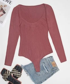 CUPSHE Eloise Rib Long Sleeve Bodysuit All Clothing