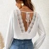 CUPSHE Accs & Clothing Brandi Long Sleeve Lace Trims Backless Tops