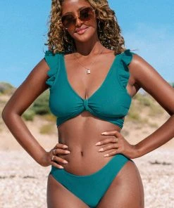 CUPSHE Swimwear UP TO 70% OFF Laurel Ruffle Trim Tie Back Bikini