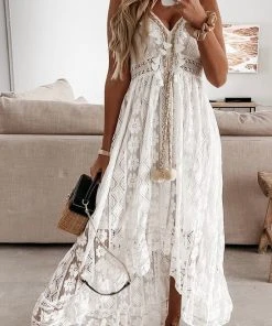 CUPSHE Ariya V-neck Lace Up Slip Dress Dresses