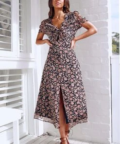 CUPSHE Luciana Bubble Sleeve Chiffon Maxi Dress