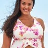 CUPSHE Swimwear BOGO 40% OFF Larissa Floral V-neck Ruffle Back Tie Plus Size Tankini Top