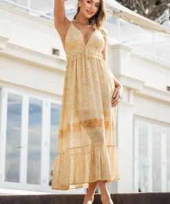 CUPSHE Madalynn Frill Backless Plunge Slip Dress Dresses