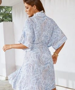 CUPSHE Short Dresses Gracie Blue Kimono Open Front Cover Up