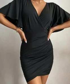 CUPSHE Dresses Zola Mid Length Ruching Frill Dress