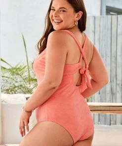 CUPSHE Summer Dreaming Jacquard Square Neck Plus Size One Piece Swimsuit