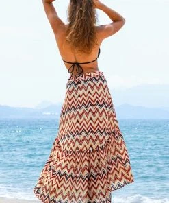 CUPSHE Cover Ups Judith Chevron Print Cover Up Skirt