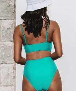 CUPSHE Twist Bralette & Spliced High Waist Bikini Set Bikinis