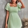 CUPSHE Dresses Karly Green Square Neck Smocked Dress