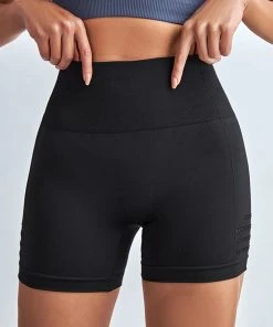 CUPSHE Orchid Black Mid Waist Biker Shorts