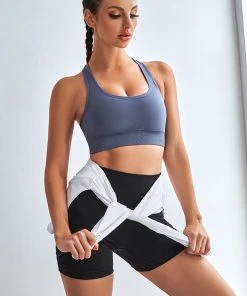 CUPSHE Orchid Black Mid Waist Biker Shorts