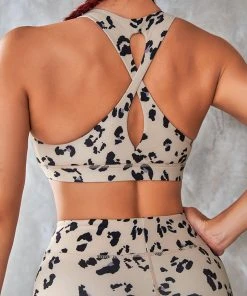 CUPSHE Golden Bay Leopard Back Sports Bra