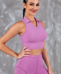 CUPSHE Tropix Shirt Collar Crop Sports Bra Accs & Clothing