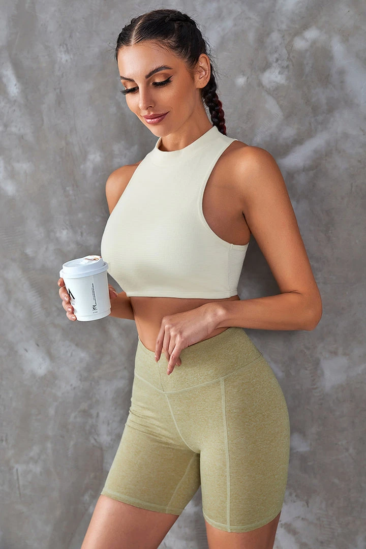 CUPSHE Accs & Clothing Tamara Waffle Cut-out Back Crop Sports Bra