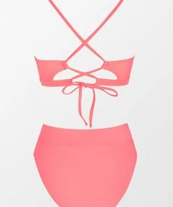 CUPSHE Swimwear UP TO 70% OFF Paluma Scalloped Bralette And Banded High Waist Bikini Set
