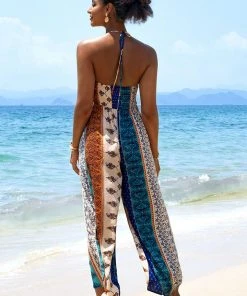 CUPSHE Cover Ups Best Sellers Gabrielle Halter Boho Print Jumpsuit