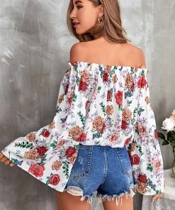 CUPSHE Baylee Long Sleeve Frill Off Shoulder Top Beach Shirts & Tops