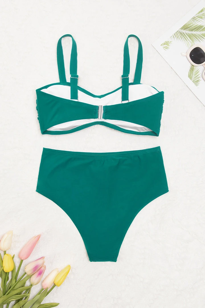 CUPSHE Emerald Crisscross Plus Size Bikini & High Waist Bottom Set