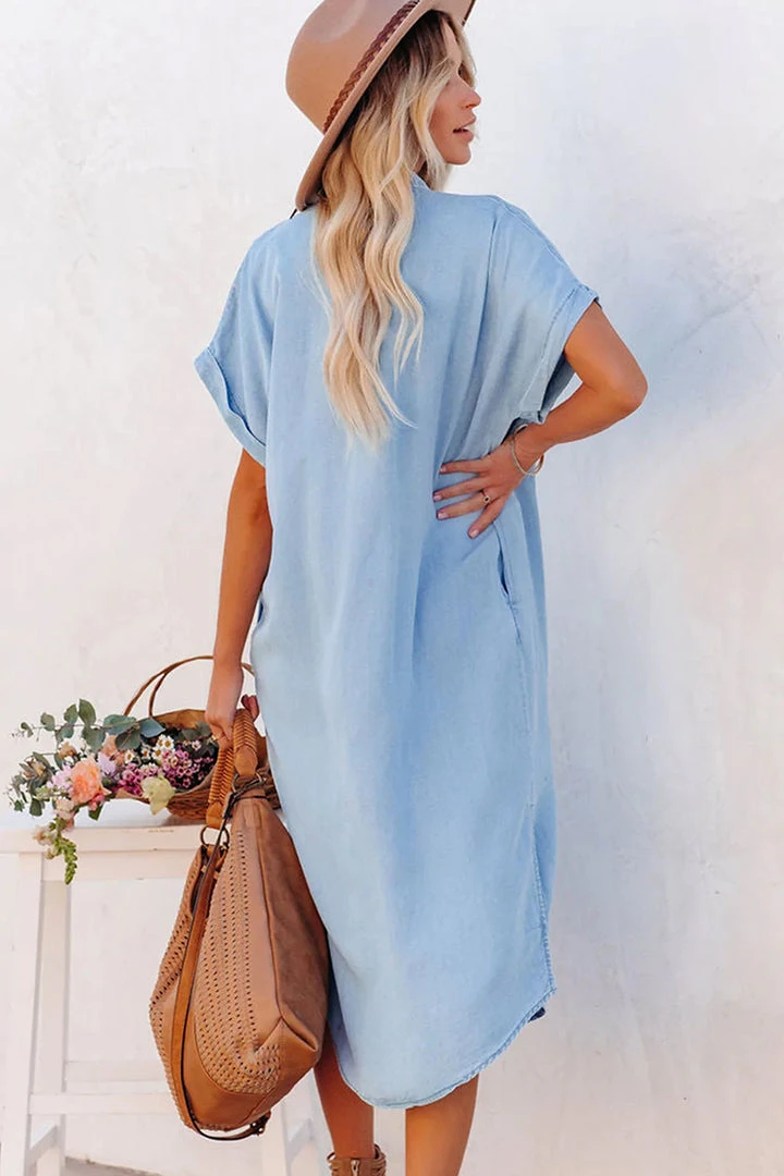CUPSHE Dresses Ashtyn Shirt Collar Bell Sleeve Button Dress