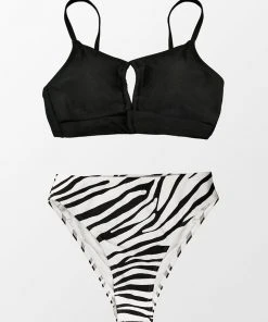 CUPSHE Bikinis Party In Paradise Double Keyhole High Waist Bikini Set