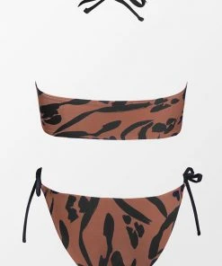 CUPSHE Wild At Heart Tan & Black Halter Tie Side Bikini