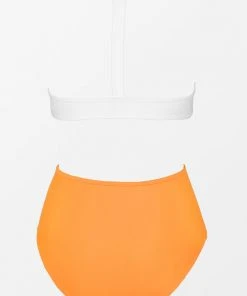 CUPSHE Solid White Bikini With Orange High Waisted Bottom