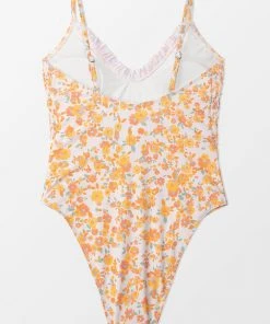 CUPSHE One Pieces Toni Ditsy Smocked V-neck Backless One Piece Swimsuit