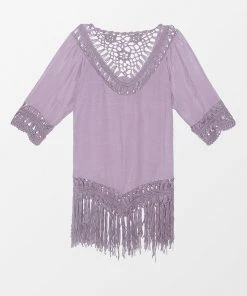CUPSHE Sadie Crochet Fringe Half Sleeve Cover Up Cover Ups