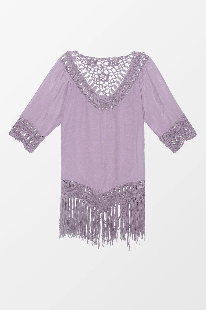 CUPSHE Sadie Crochet Fringe Half Sleeve Cover Up Cover Ups