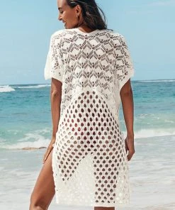 CUPSHE Honeycomb Lace Up Tunic Cover Up Summer Dresses 2022