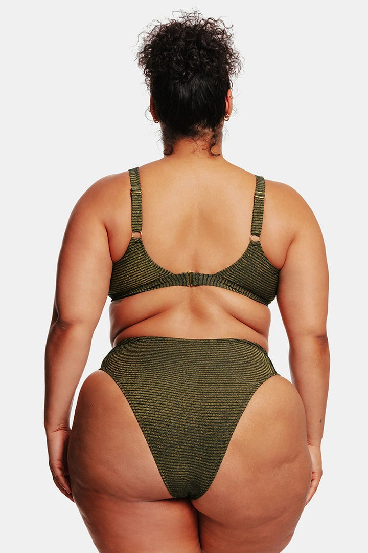 CUPSHE Ribbed Keyhole Bralette & High Waist Plus Size Bikini Set