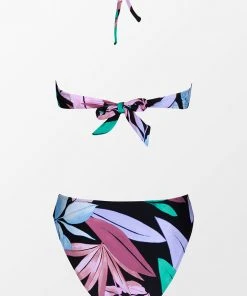 CUPSHE Swimwear BOGO 40% OFF Tropicool Leaf Twist Front Bandeau And Cheeky High Waist Set