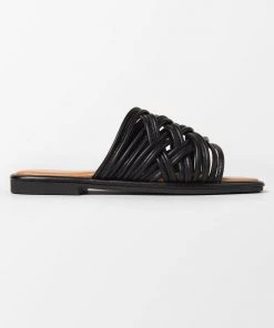 CUPSHE Love Language Black Square Toe Flat Sandals Accs & Clothing