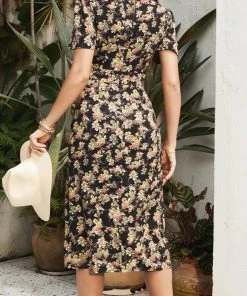 CUPSHE Royalty Round Neck Maxi Short Sleeve Dress Dresses