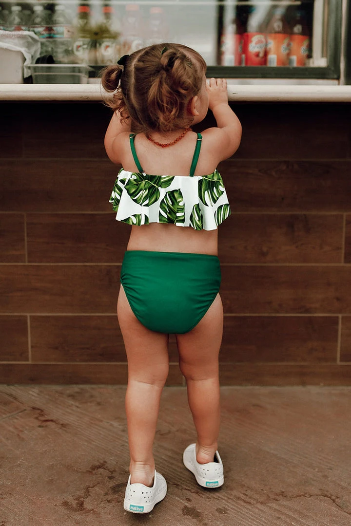 CUPSHE Emilee Leafy Ruffle Bandeau Bikini For Toddler Girls And Girls Swimwear UP TO 70% OFF
