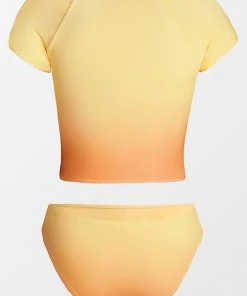 CUPSHE Ashlee Ombre Print Cap Sleeve Tankini